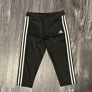 Adidas Kids Black Leggings with White Stripes